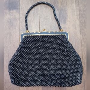 Chic Vintage Black Beaded Clutch